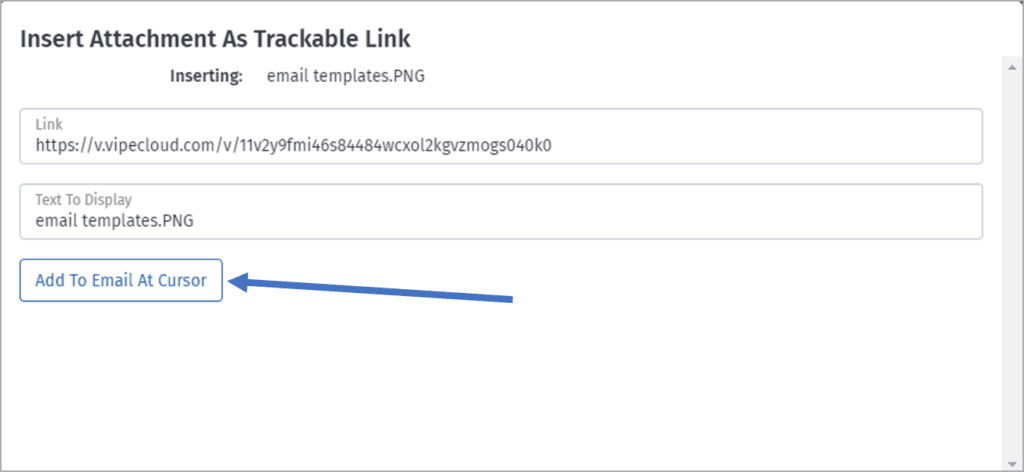 How to insert a trackable email attachment link using VipeCloud
