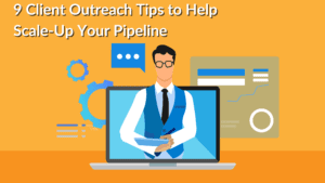 Depiction of a man doing client outreach