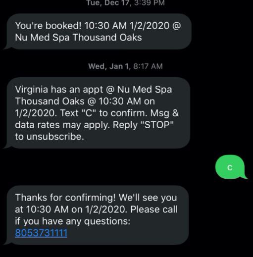 Example of sms campaign: appointment reminders