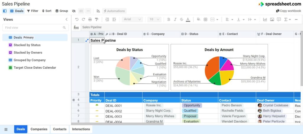 Spreadsheet CRM for a Sales Pipeline 