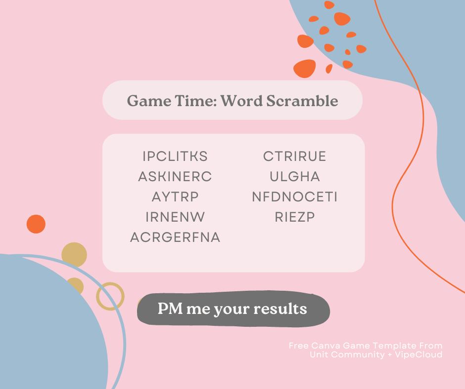 Facebook Party Game Template - Word Scramble