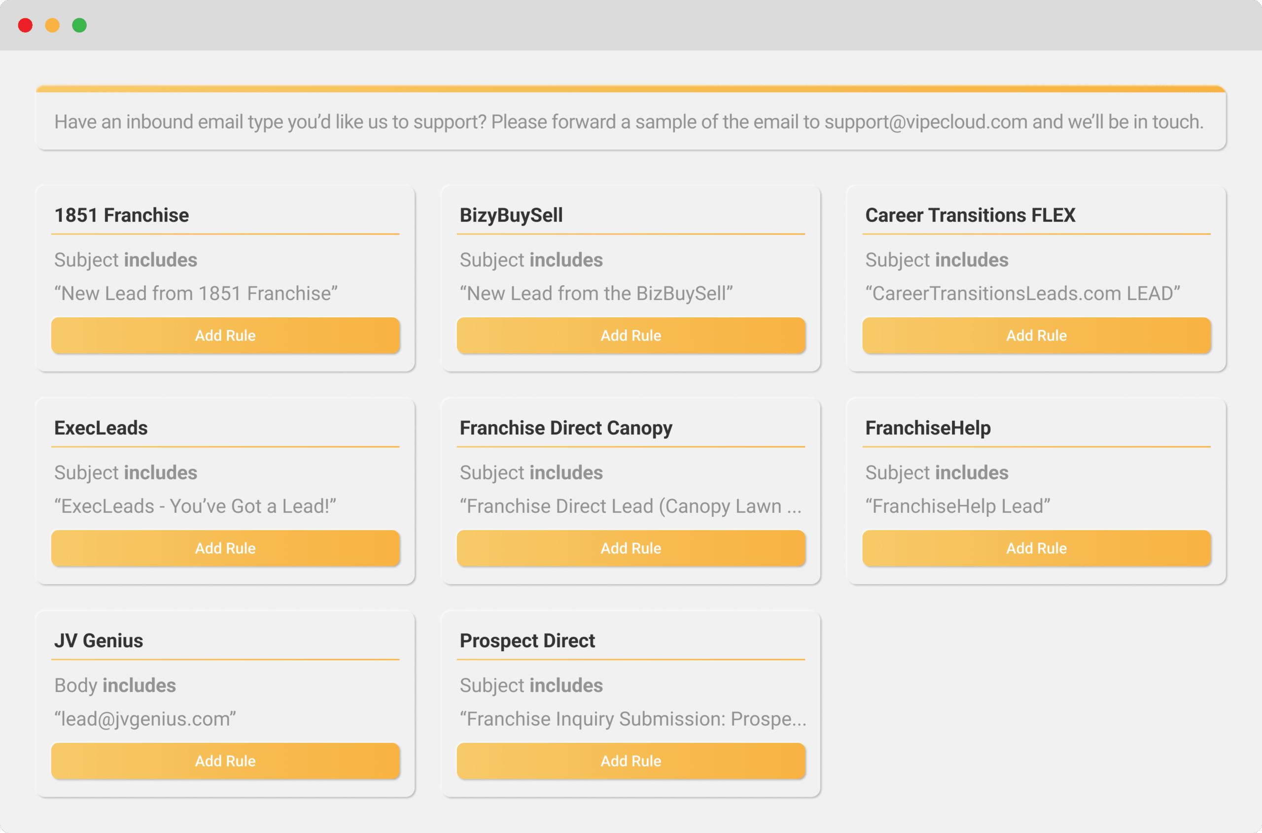 Email Parsing Rules