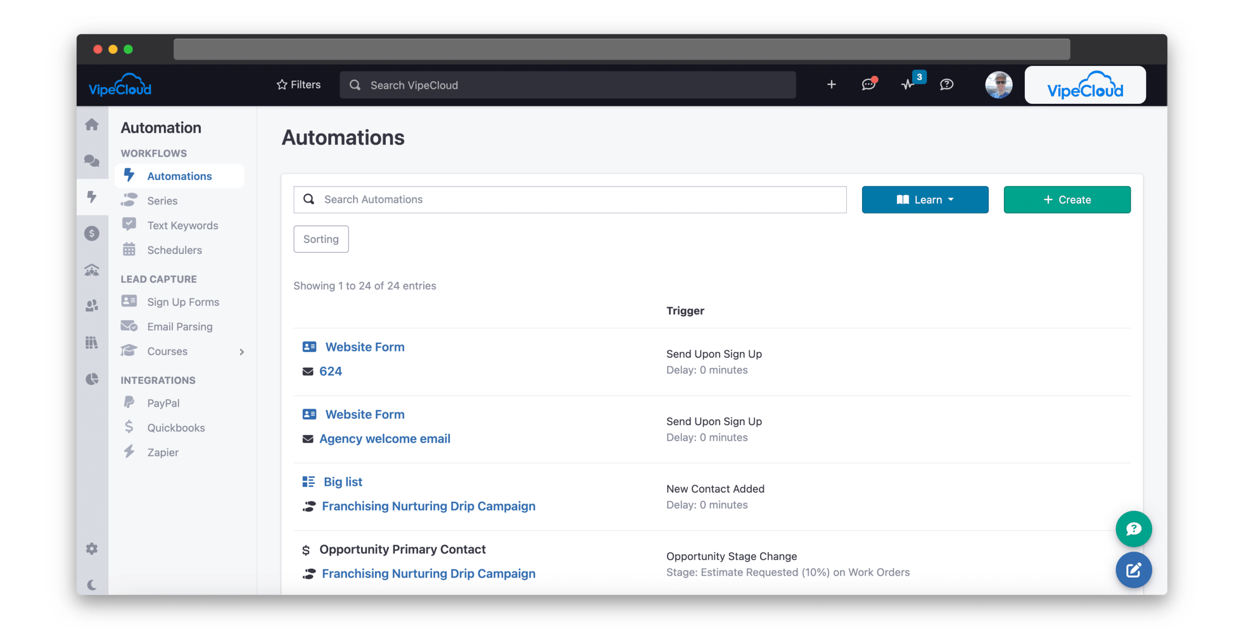 VipeCloud Automations Screenshot